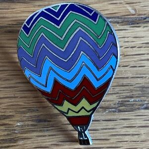 Colorful, Vintage Chevron Hot Air Balloon Pin